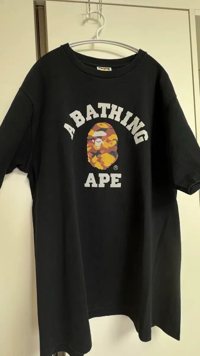 XL アベイシングエイプ FIRST CAMO カレッジ 半袖 Tシャツ オレンジ