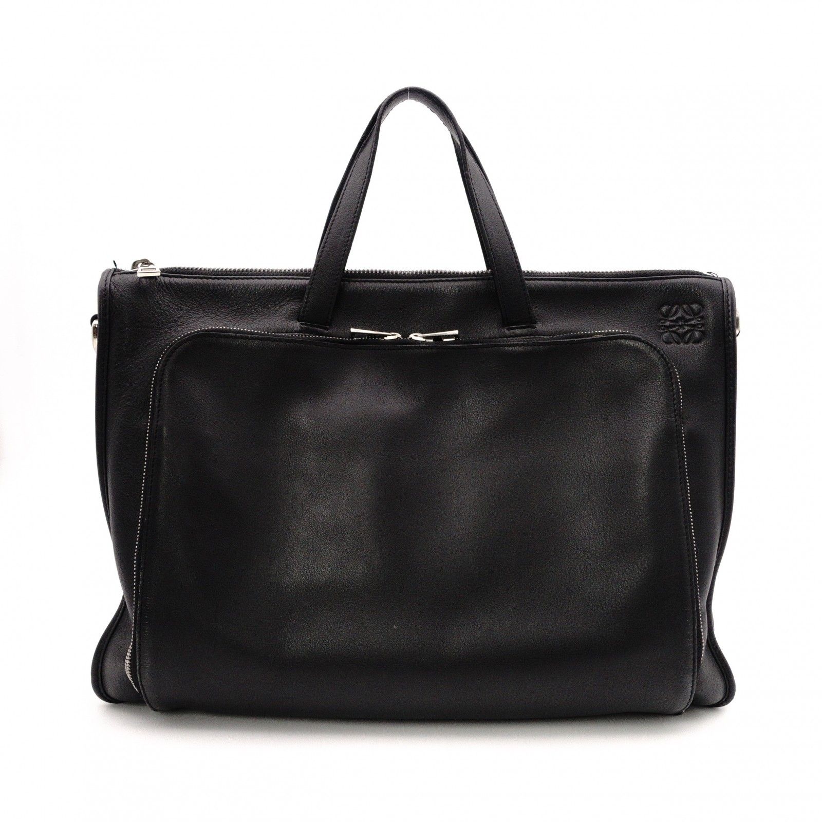 LOEWE ロエベ アナグラム ハンドバッグ レザー ブラック メンズ