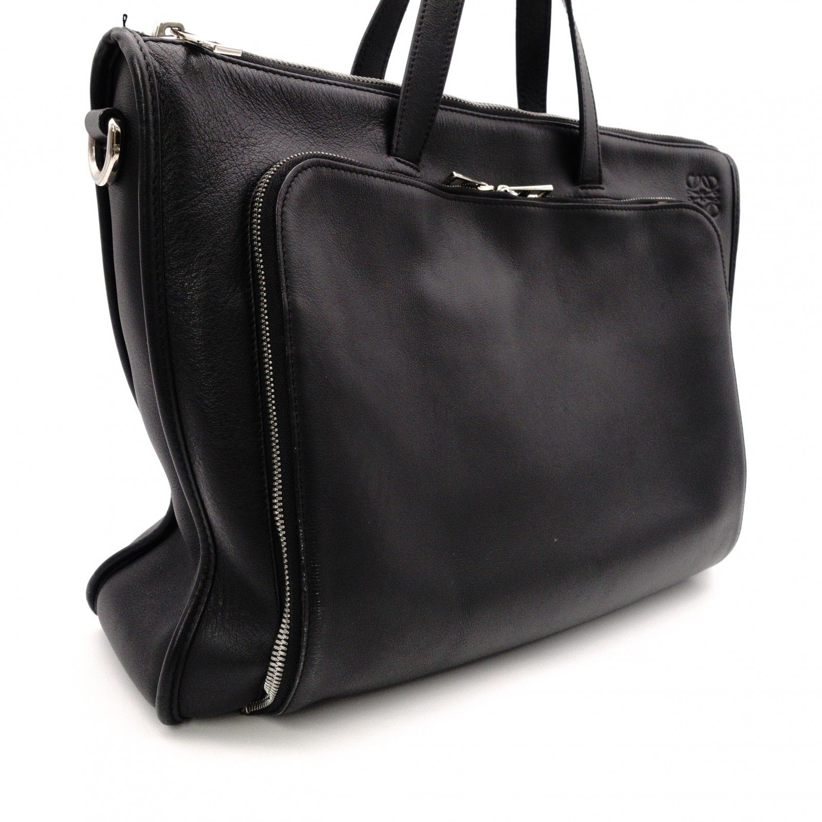 LOEWE ロエベ アナグラム ハンドバッグ レザー ブラック メンズ