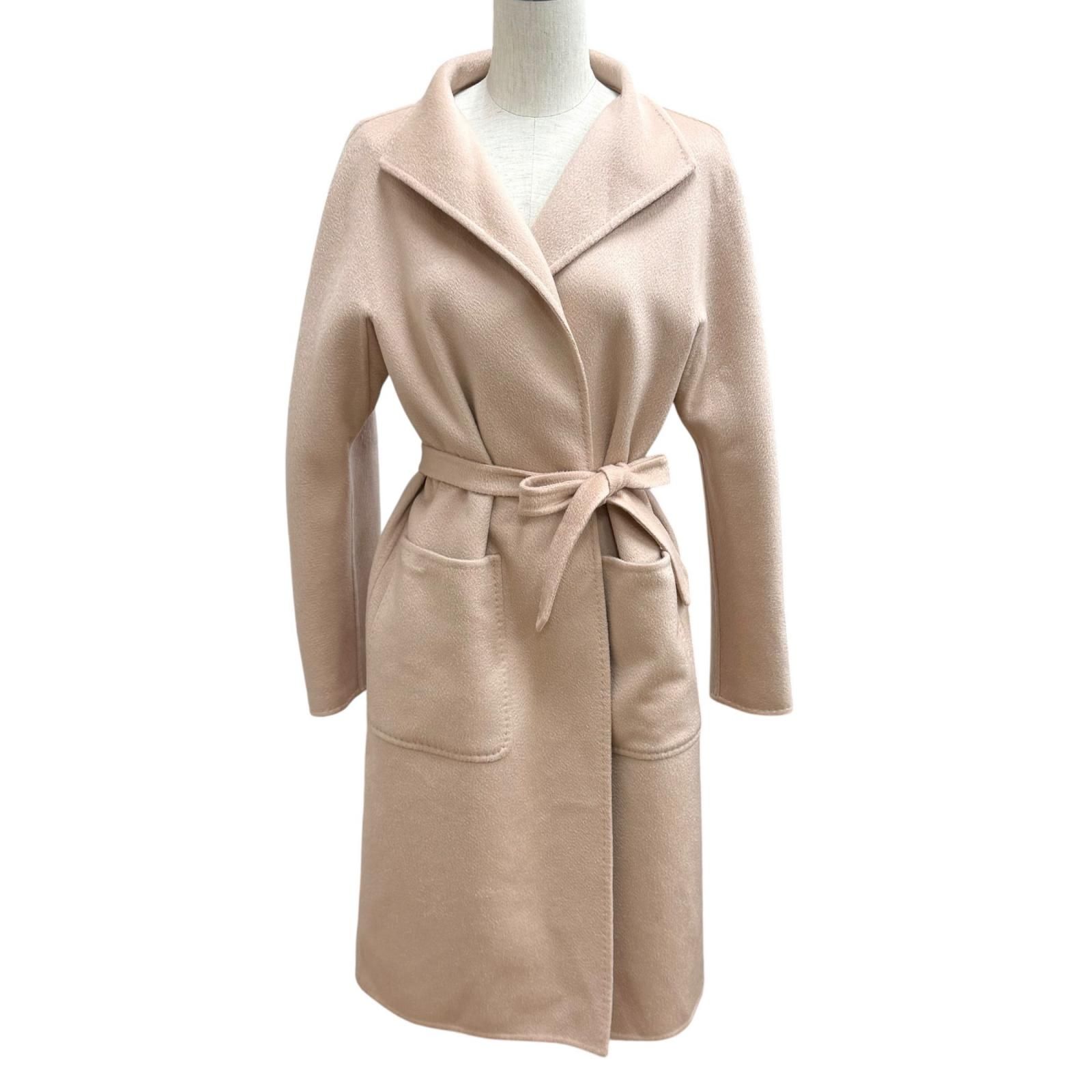 美品★Max Mara マックスマーラ 101605996 02 LILIA カシミヤ100％ ベルト付 ガウンコート ラップコート ピンク 36 イタリア製 正規品
