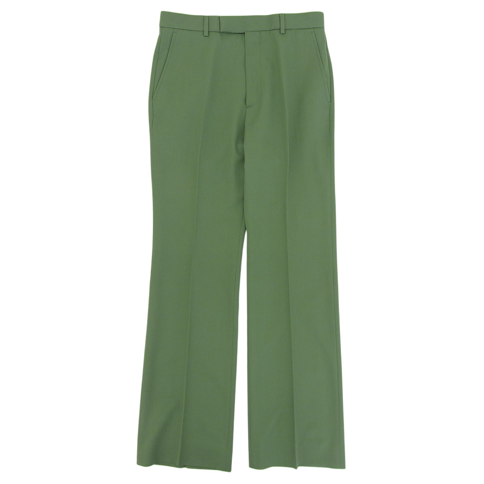 未使用品▲GUCCI グッチ 23SS 672087 ウール100％ センタープレス トラウザーズパンツ スラックス グリーン 46 イタリア製 正規品 メンズ