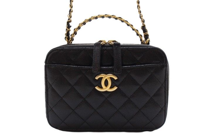 CHANEL シャネル マトラッセ バニティチェーンショルダーバッグ AS3222 キャビアスキン ブラック/ゴールド金具 レディース【中古】460