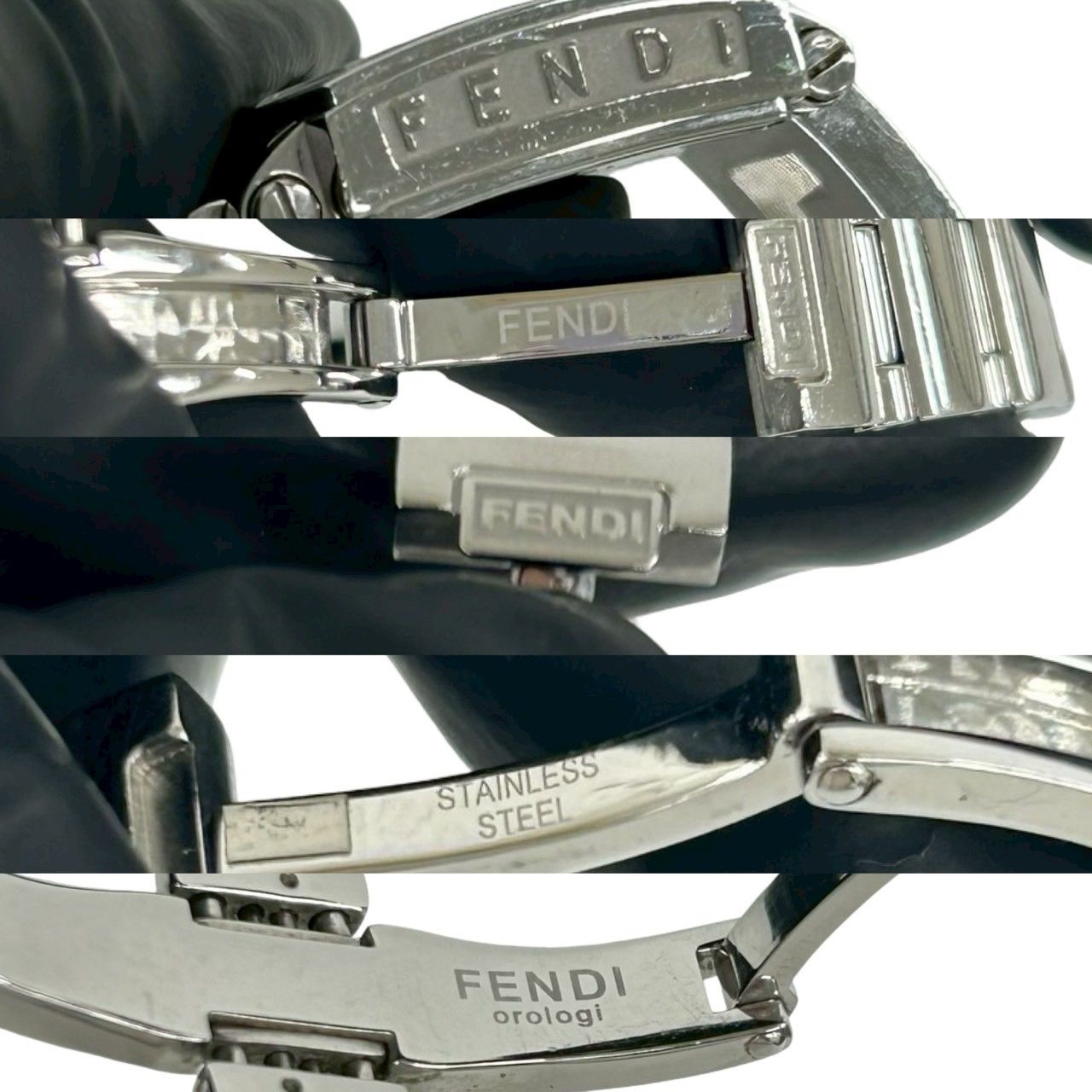 稼働品 極 美品 箱 ケース付 FENDI フェンディ クアドロ FF ロゴ 