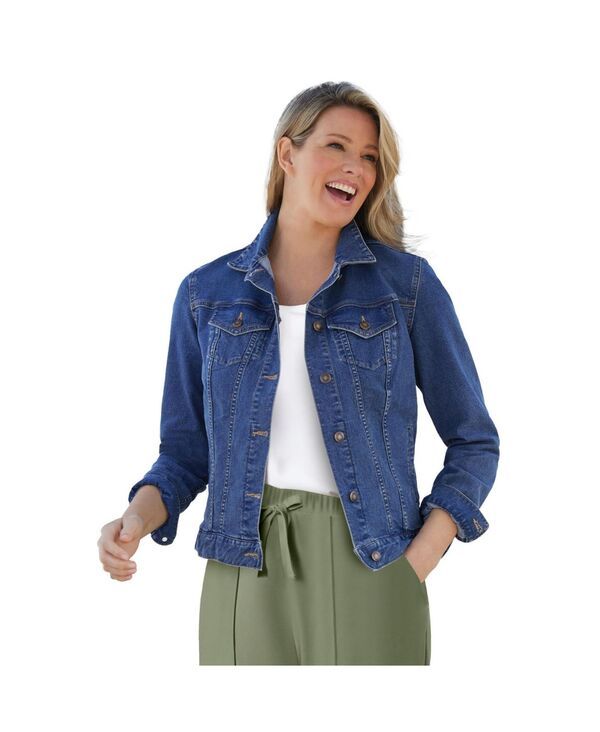 ウーマン ウィズイン レディース アウター ジャケット・ブルゾン デニム ジャケット Woman Within Womens Within Stretch Denim Jean Jacket Medi