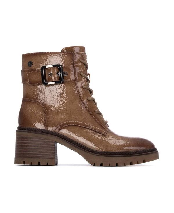 キシタイ レディース シューズ ブーツ・レインブーツ レザー ヒール XTI Womens Patent Leather Heeled Combat Booties Beige ベージュ 18,115円