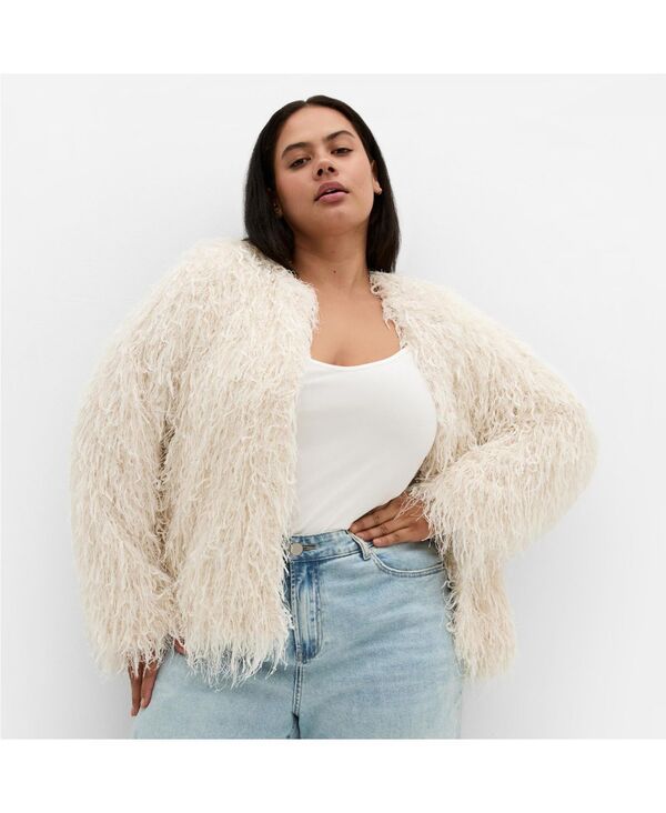 シティーシック レディース アウター ジャケット・ブルゾン プラスサイズ ジャケット CITY CHIC Womens Plus Size Sparkle Queen Jacket Cream クリー