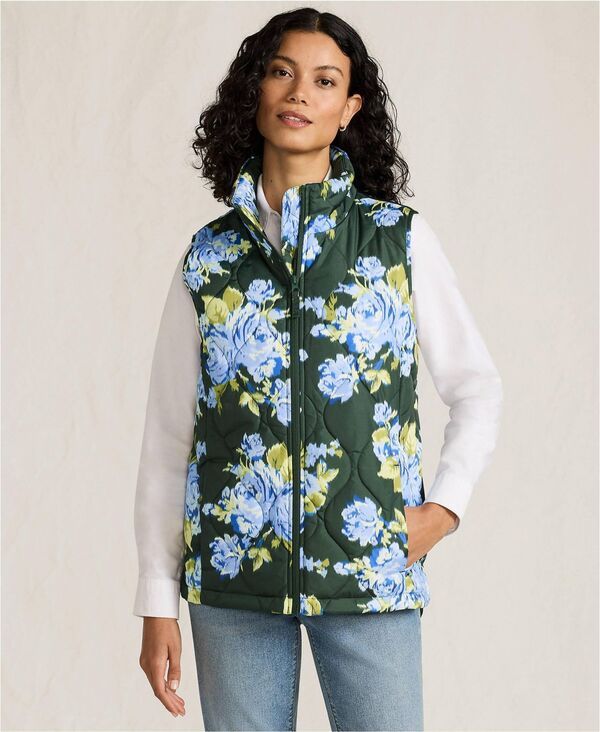 ランズエンド レディース アウター ジャケット・ブルゾン プリント キルティング ベスト Lands End Womens Print FeatherFree Quilted Insulated Ve