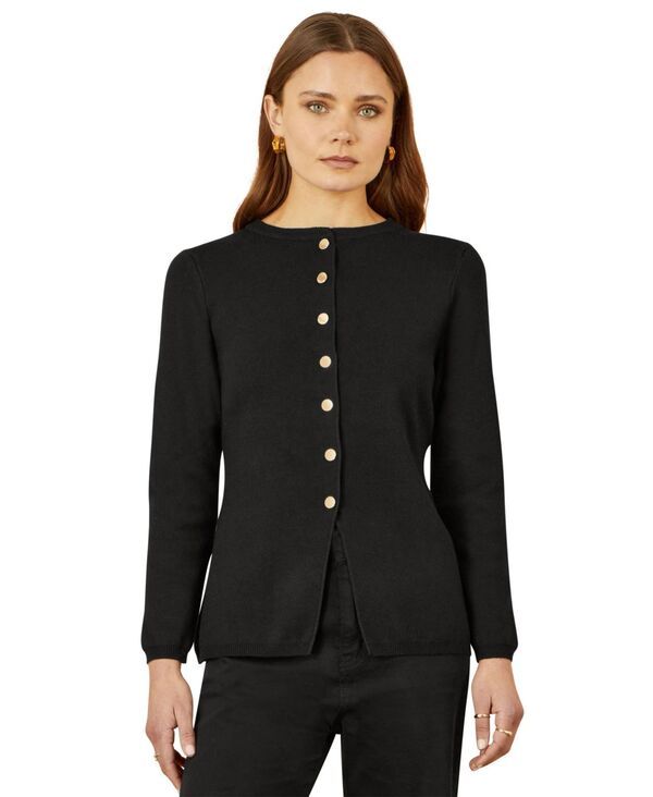 ユミキム レディース アウター ニット・セーター カーディガン Yumi Womens Chic Peplum Button Up Cardigan Black ブラック