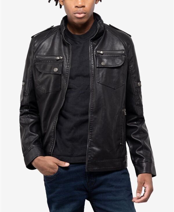 エックスレイ メンズ アウター ジャケット・ブルゾン ジャケット XRAY Mens Utility Jacket With Faux Shearling Lining Black ブラック