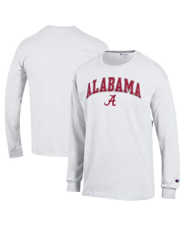 チャンピオン メンズ トップス Tシャツ ロゴ Champion MensWhite Alabama Crimson Tide Arch Over Logo Long Sleeve TShirt Wh