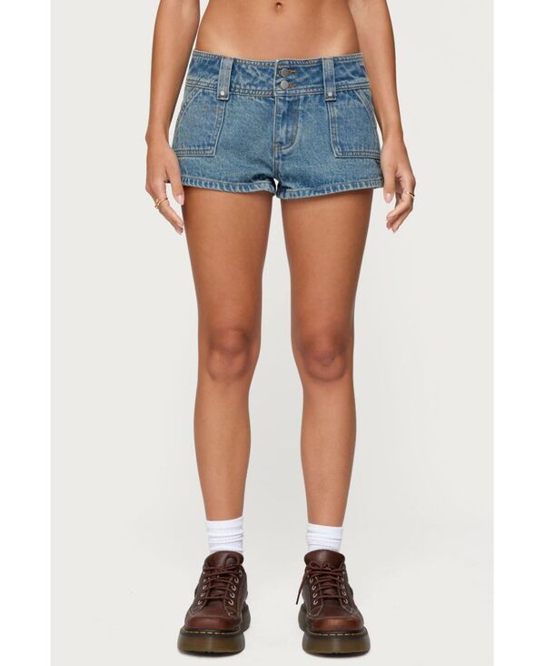 アディクテッド レディース ボトムス ハーフパンツ・ショーツ ローライズ ショートパンツ デニム Edikted Womens Keinan Low Rise Denim Shorts Bluewas