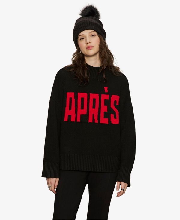 サンクチュアリー レディース アウター ニット・セーター セーター ロゴ Sanctuary Womens Apres Intarsia High Mock F Logo Sweater BlackM