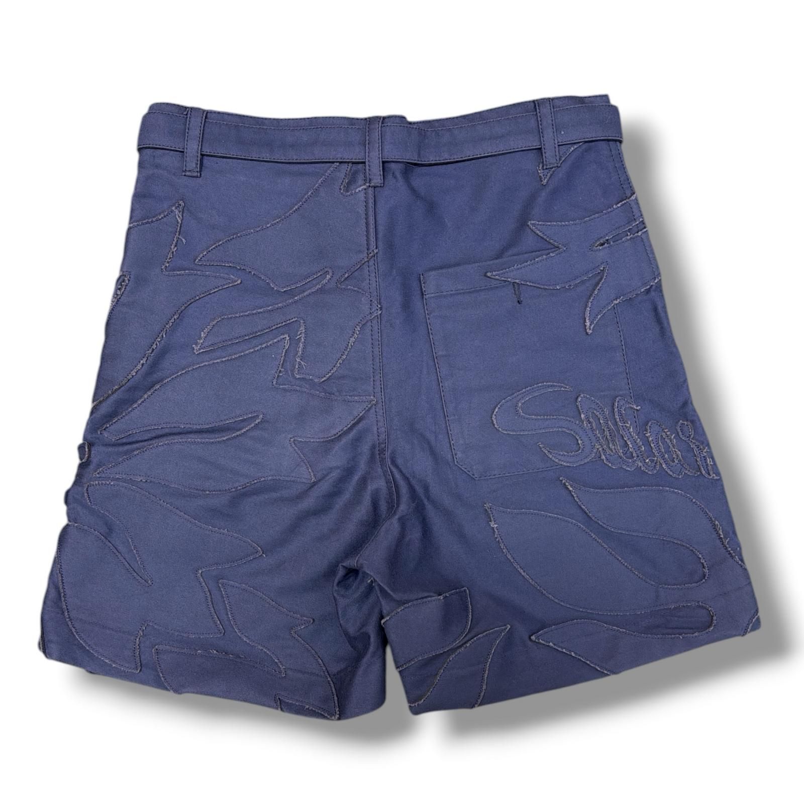 Sacai サカイ Suting ショーツ　ネイビー　サイズ2 sacai Floral Embroidered Patch Suiting Shorts フラワーパッチ