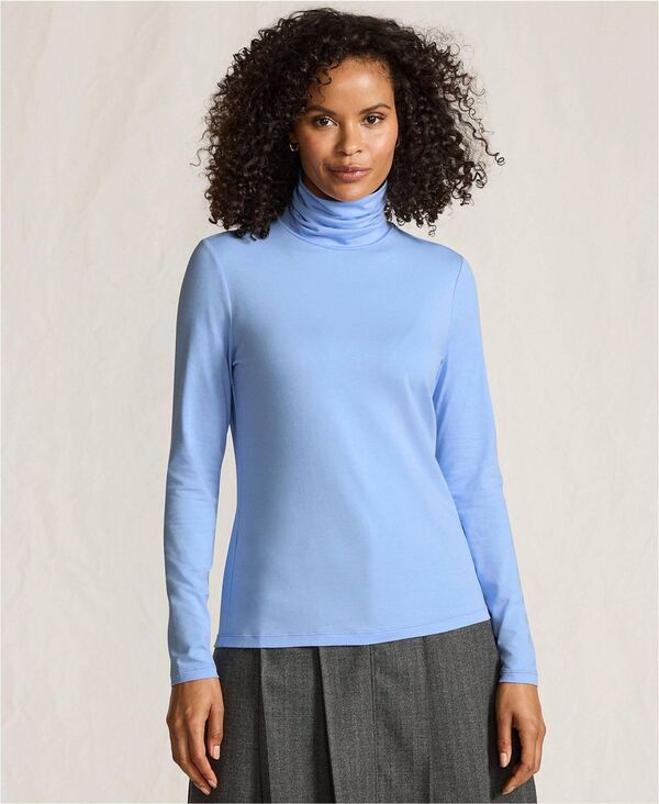 ランズエンド レディース トップス シャツ タートルネック ジャージー Lands End Lightweight Jersey Long Sleeve Turtleneck Clear blue s