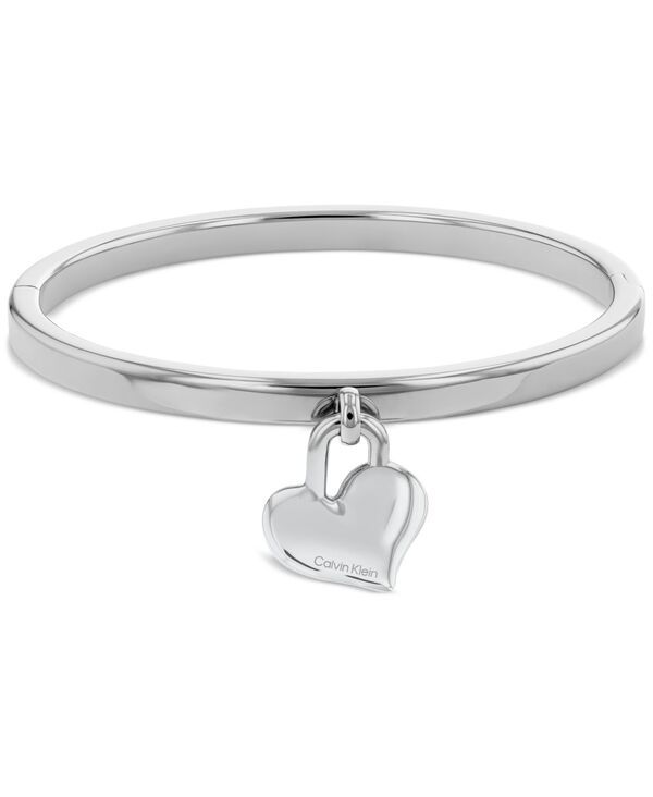 カルバンクライン レディース アクセサリー ブレスレット・バングル・アンクレット Tシャツ ロゴ Calvin Klein Stainless Steel Logo Heart Charm Bangl