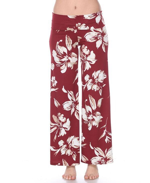 ホワイトマーク レディース ボトムス カジュアルパンツ プリント パンツ White Mark Flower Print Palazzo Pants Red レッド