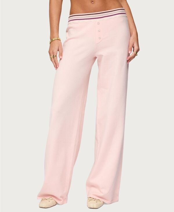アディクテッド レディース ボトムス カジュアルパンツ ニット Edikted Womens Miya Stripey Knit Pants Lightpink ピンク