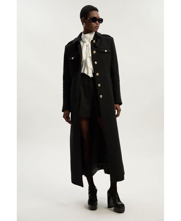 カレンミレン レディース アウター ジャケット・ブルゾン ウール コート マキシ Karen Millen Womens Wool Military Tailored Maxi Coat Black