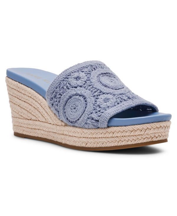 アンクライン レディース シューズ サンダル Anne Klein Womens Effy Espadrille Wedge Sandals Blue Crochet ブルー
