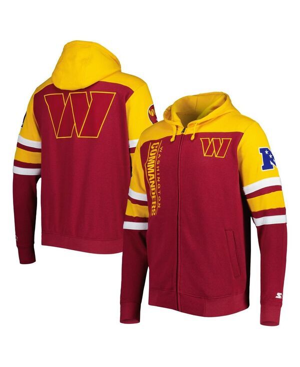 スターター メンズ アウター ジャケット・ブルゾン パーカー Starter Mens Burgundy Washington Commanders Extreme FullZip Hoodie Ja