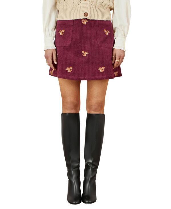 ユミキム レディース ボトムスカート コーデュロイ ミニ Yumi Womens Corduroy Daisy Mini Skirt Burgundy バーガンディ
