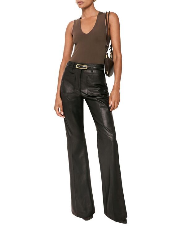 レイス レディース ボトムス カジュアルパンツ レザー REISS Womens Leather HighRise Flared Pants Black ブラック