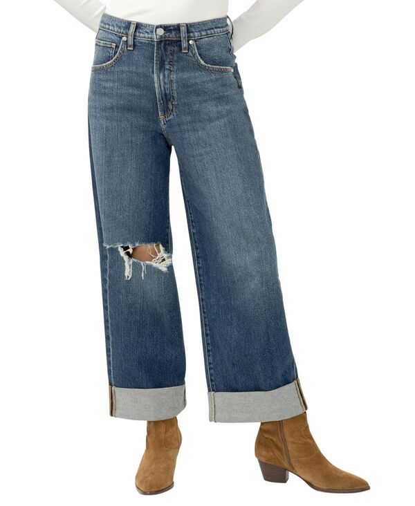 シルバー ジーンズ レディース ボトムス デニムパンツ ワイドレッグ Silver Jeans Co Womens Beasy High Rise Wide Leg Crop Jeans Thelma