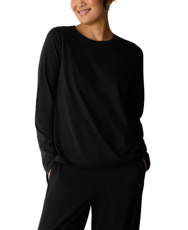 エイリーンフィッシャー レディース トップス シャツ 長袖 Eileen Fisher Womens Round Neck LongSleeve Top Black ブラック