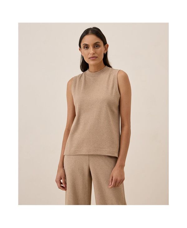 パクト レディース トップス シャツ モックネック コットン Pact Womens Organicotton Airplane Mock Neck Shell Sesame heather ヘザー