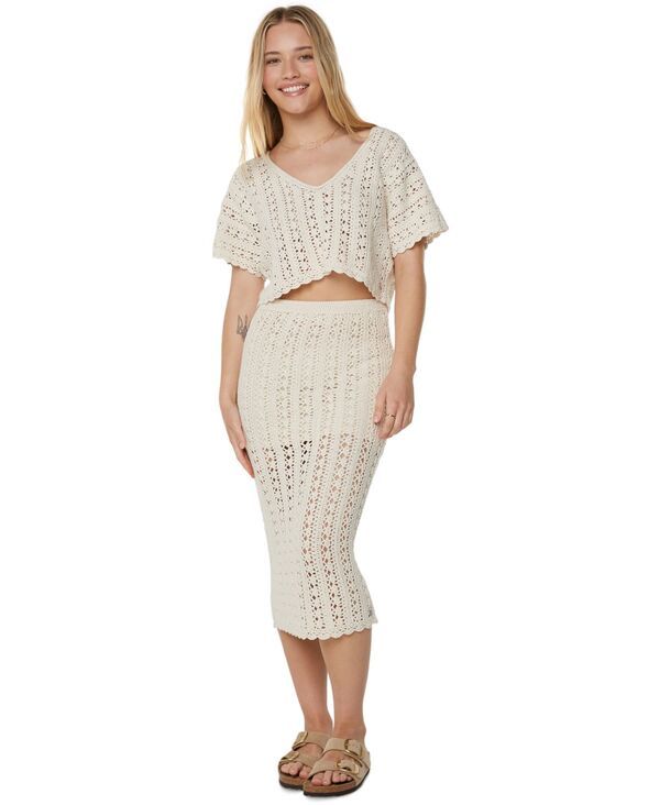 ロキシー レディース ボトムス スカート ミディ Roxy Juniors Sea Swirl Crochet Midi Skirt Parchment Solid 16,265円