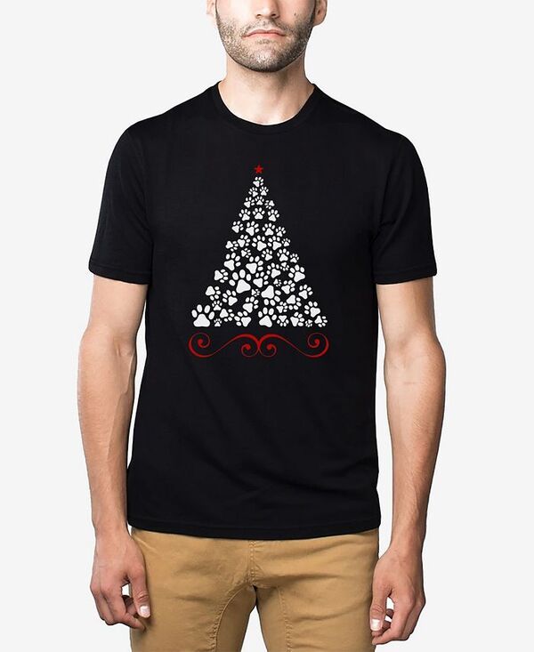 エルエーポップアート メンズ トップス Tシャツ LA Pop Art Mens Paw Christmas Tree Premium Blend Word Art TShirt Black ブラック