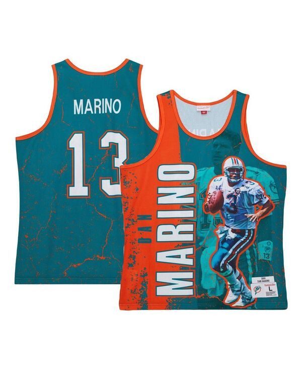 ミッチェルネス メンズ トップス タンクトップ Mitchell Ness Mens Dan Marino Aqua Miami Dolphins 1990 Player Burst Tank Top