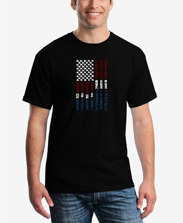 エルエーポップアート メンズ トップス Tシャツ LA Pop Art Mens Support our Troops Word Art Short Sleeve Tshirt Black ブラック