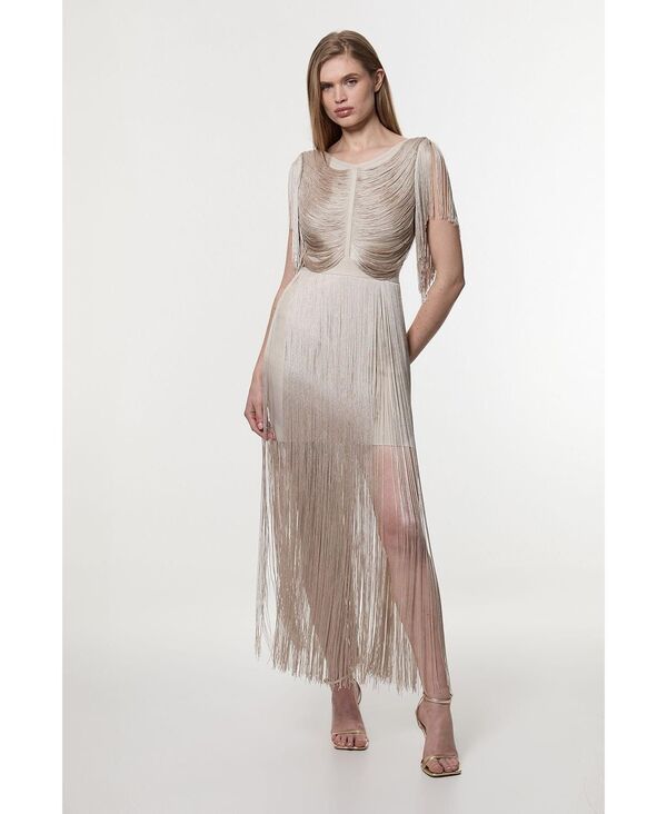 カレンミレン レディース トップス ワンピース ドレープ ミニット マキシ フリンジ Karen Millen Womens Maxi Draped Fringe Knitted Mini Dress