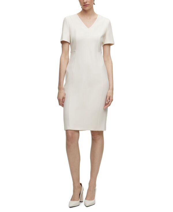 ヒューゴボス レディース トップス ワンピース Hugo Boss Womenstretch Fabric SlimFit Business Dress Open White ホワイト