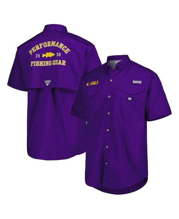 コロンビア メンズ トップス シャツ Columbia Mens Purple LSU Tigers Bonehead ButtonUp Shirt Purple パープル