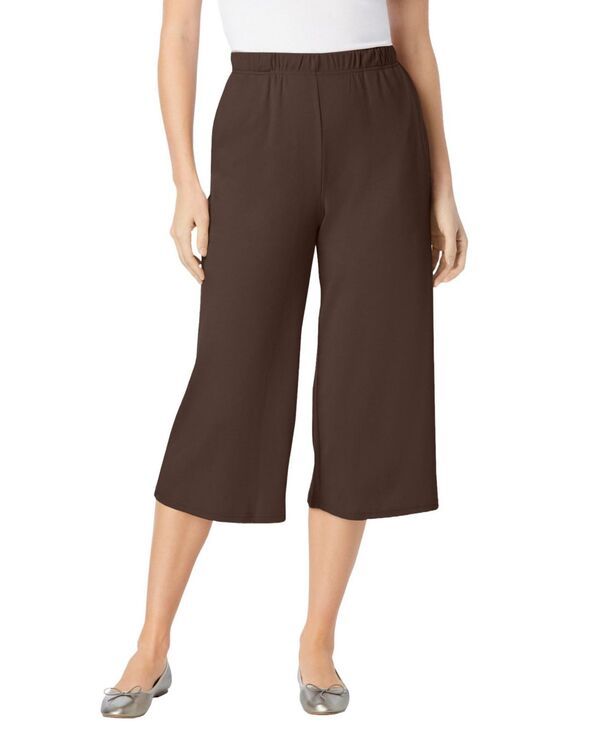 ウーマン ウィズイン レディース ボトムス カジュアルパンツ プラスサイズ ニット Woman Within Plus Size 7Day Knit Culotte Chocolate チョコレート