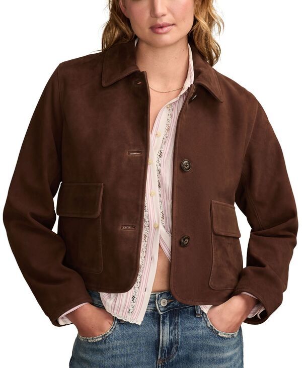 ラッキーブランド レディース アウター ジャケット・ブルゾン スエード レザー ジャケット Lucky Brand Womens Suede Leather Jacket Chocolate Brow