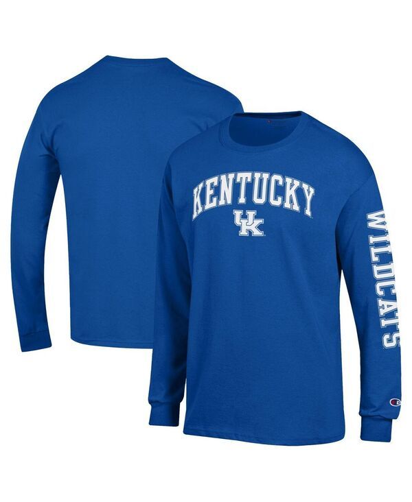 チャンピオン メンズ トップス Tシャツ ロゴ Champion Mens Royal Kentucky Wildcats Arch Over Logo 2Hit Long Sleeve TShirt