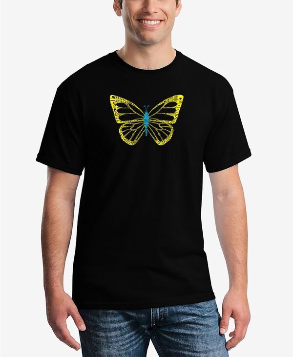エルエーポップアート メンズ トップス Tシャツ LA Pop Art Mens Butterfly Word Art Short Sleeve Tshirt Black ブラック