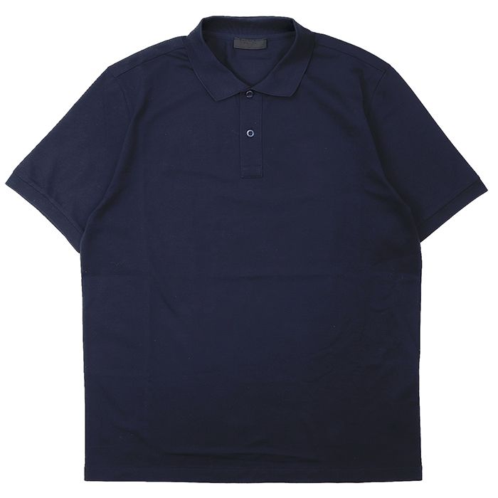 SALE【美品】PRADA プラダ 半袖 ポロシャツ サイズ XXL メンズ 2ボタン コットン100% トップス ネイビー 紺 ルーマニア製