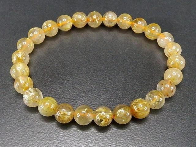 人気天然石タイチン入りゴールドルチルクォーツ7mmブレスレット針多め