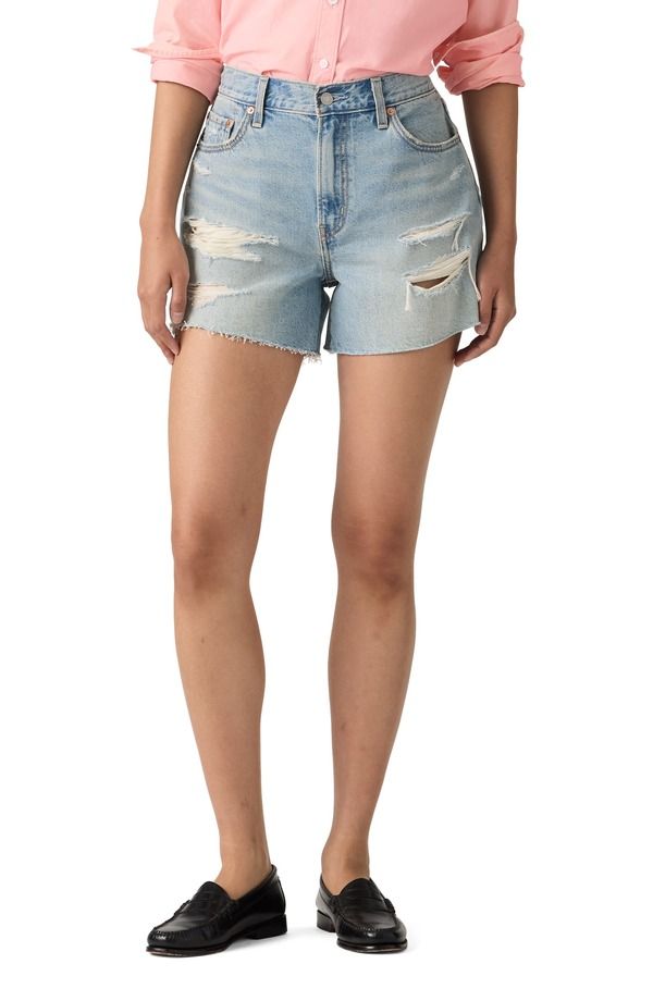 リーバイス レディース ボトムス デニムパンツ ハイウエスト ショートパンツ Levis Ribcage High Waist Ripped Cutoff Denim Shorts Been Ther