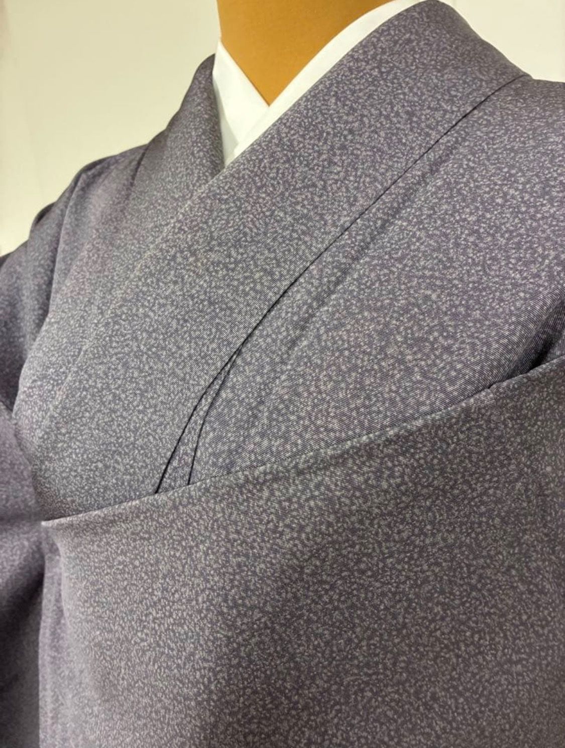 伝統工芸士　山本高男　叩き染　色無地　着物　裄67cm