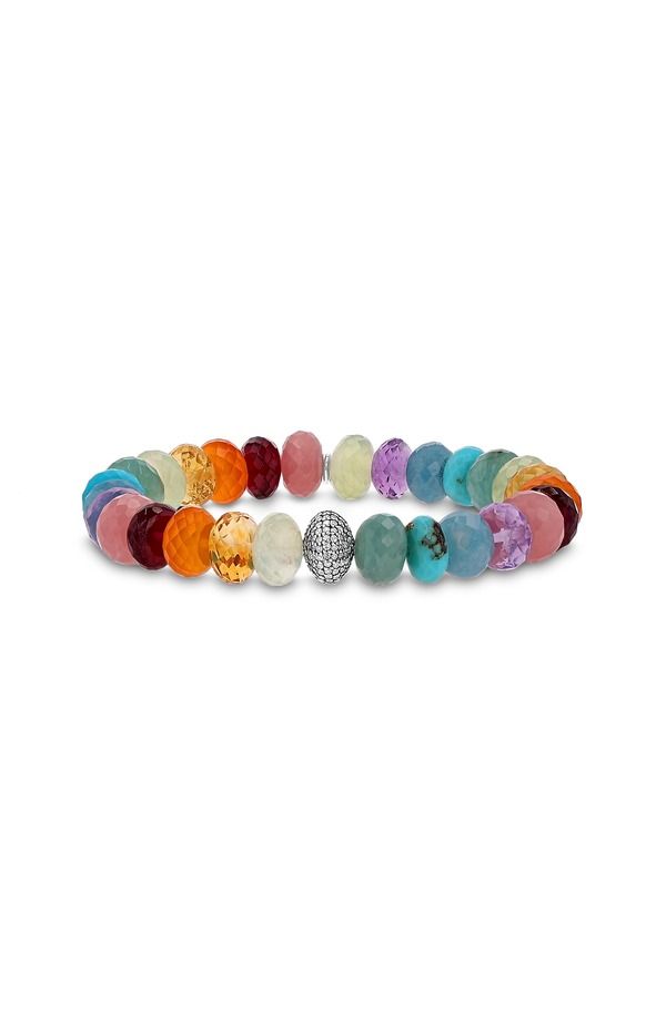 シェリルロエ レディース アクセサリー ブレスレット・バングル・アンクレット Sherylowe Rainbow Mix 10MM Bead Bracelet With Diamondonut Rai