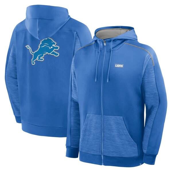 ファナティクス メンズ アウター パーカー・スウェット ダウン Mens Fanatics Blue Detroit Lions Checkdown Pass FullZip Hoodie Blue
