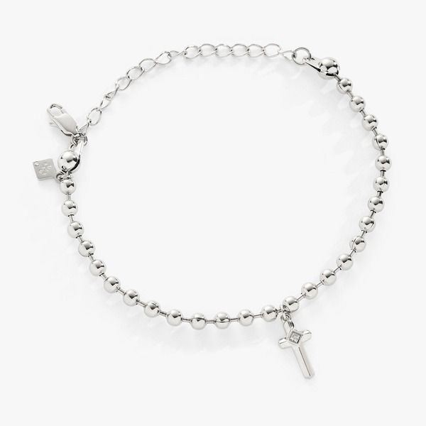 アレックスアンドアニ レディース アクセサリー ブレスレット・バングル・アンクレット Alex and Ani Cross Ball Chain Bracelet Silver シルバー