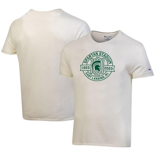 チャンピオン メンズ トップス Tシャツ Mens Champion White Michigan State Spartans 100th Anniversary Spartan Stadium T