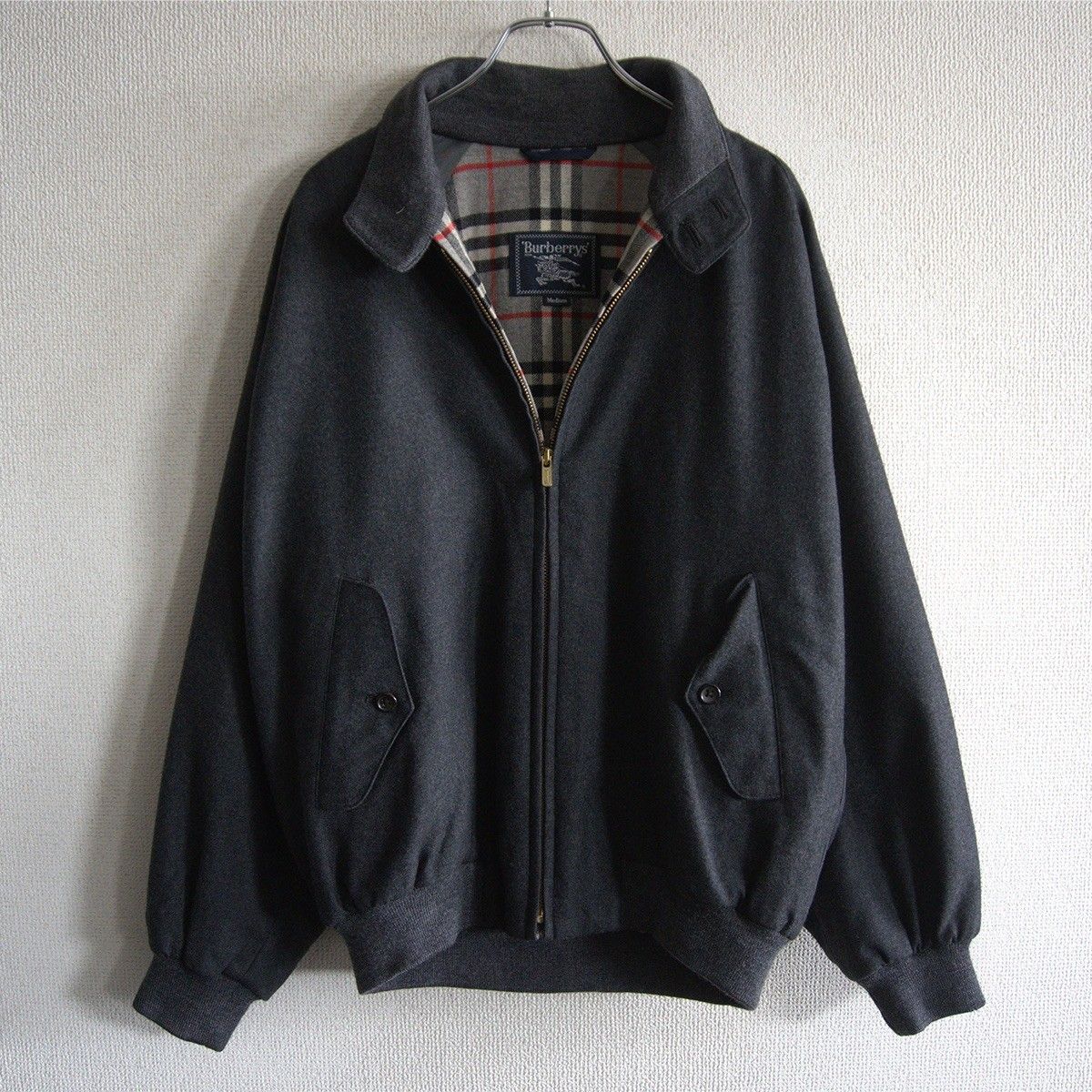 【美品】 BURBERRYS 【wool swing jacket】 M グレー ウール スウィング ジャケット バーバリーズ s2606115