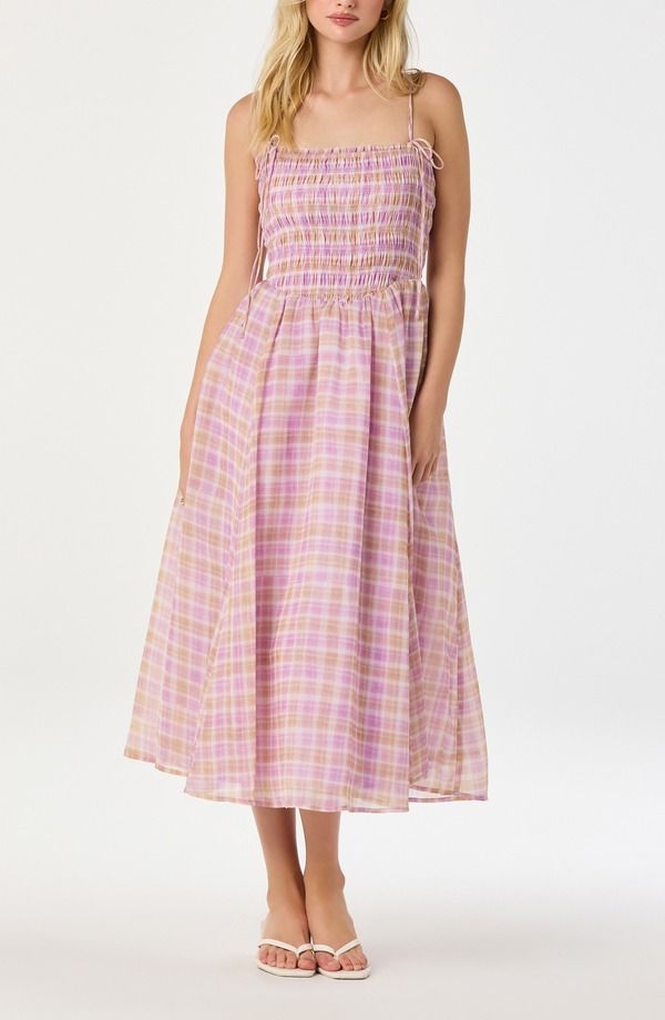 アストール レディース トップス ワンピース ASTR the Labelahela Plaid Sundress Pink Plaid ピンク